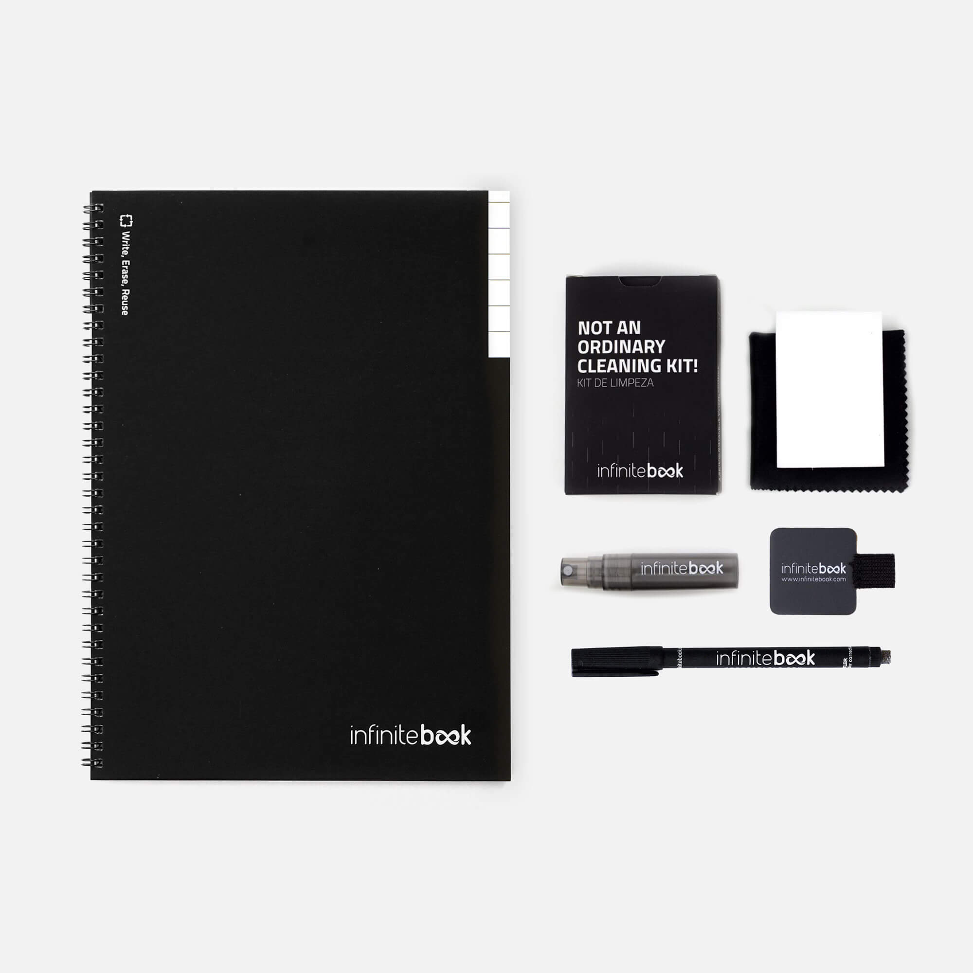 Сет Реупотреблива тетратка Starter Kit Infinitebook A4 ( маркер,прскалка,крпче,сунѓер)