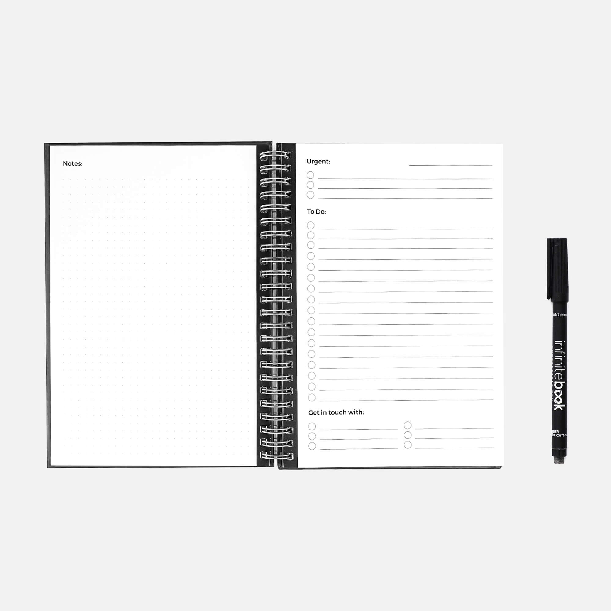Сет Реупотреблив нотес Starter Kit Infinitebook A5 Makers Hard Cover ( маркер,прскалка,крпче,сунѓер)