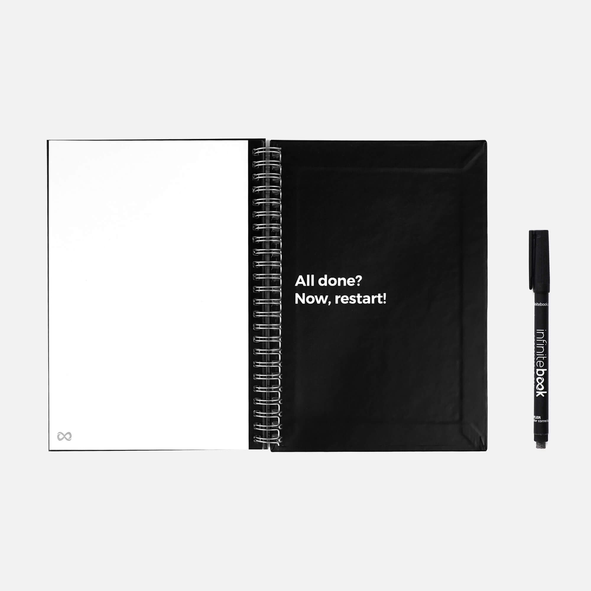 Сет Реупотреблив нотес Starter Kit Infinitebook A5 Makers Hard Cover ( маркер,прскалка,крпче,сунѓер)