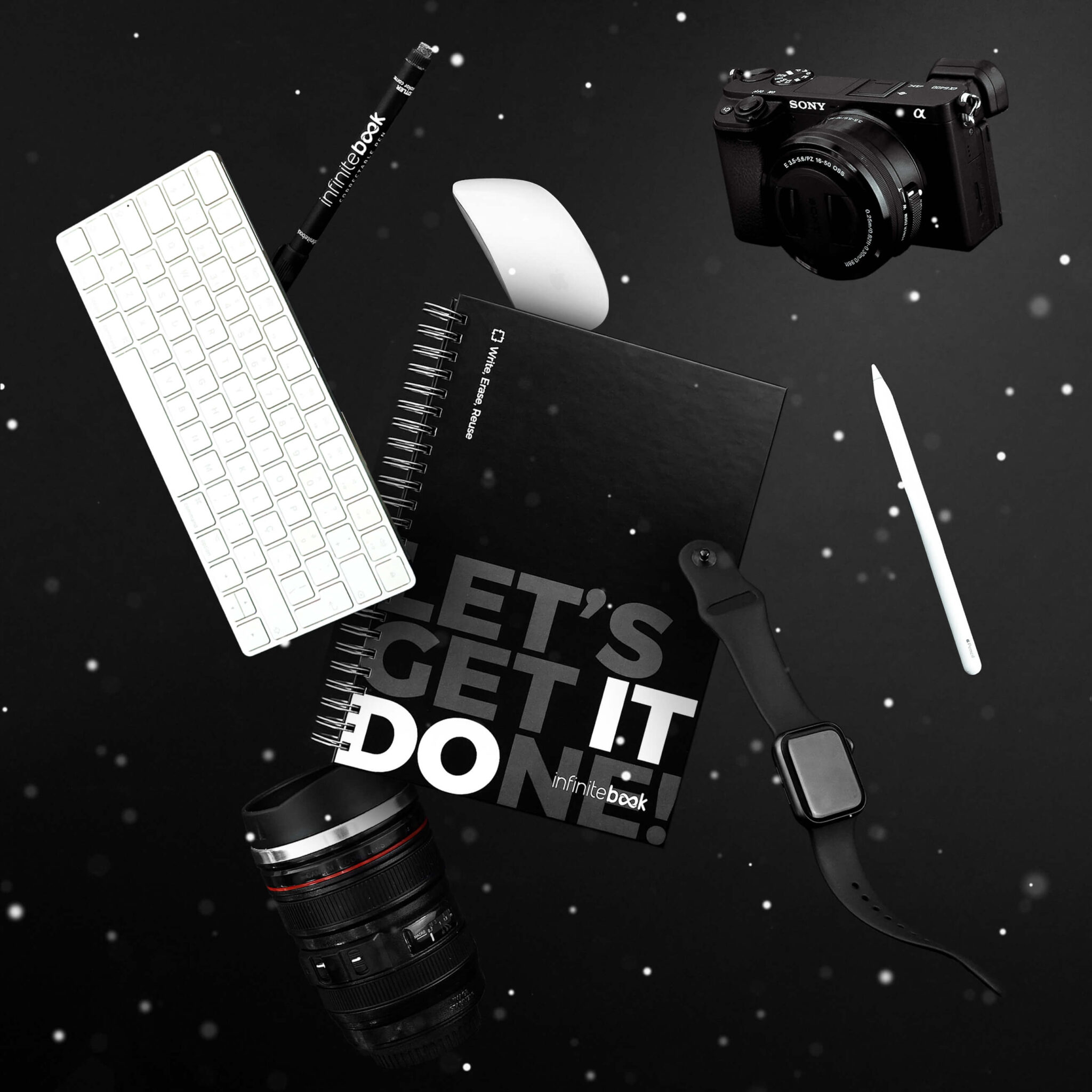 Сет Реупотреблив нотес Starter Kit Infinitebook A5 Makers Hard Cover ( маркер,прскалка,крпче,сунѓер)