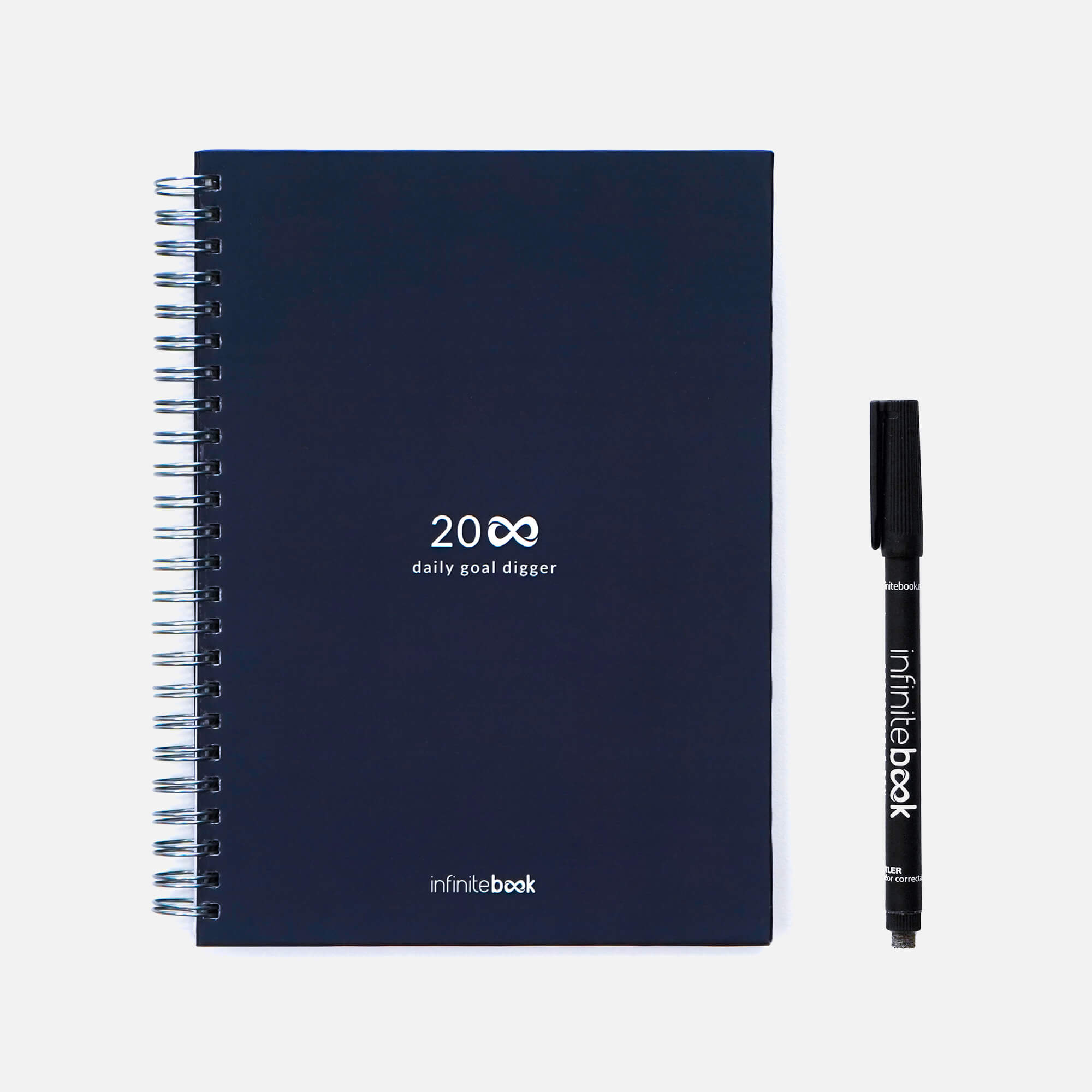 Реупотреблив планер Starter Kit Infinitebook A5 Planner Blue Hard Cover ( маркер,прскалка,крпче,сунѓер)