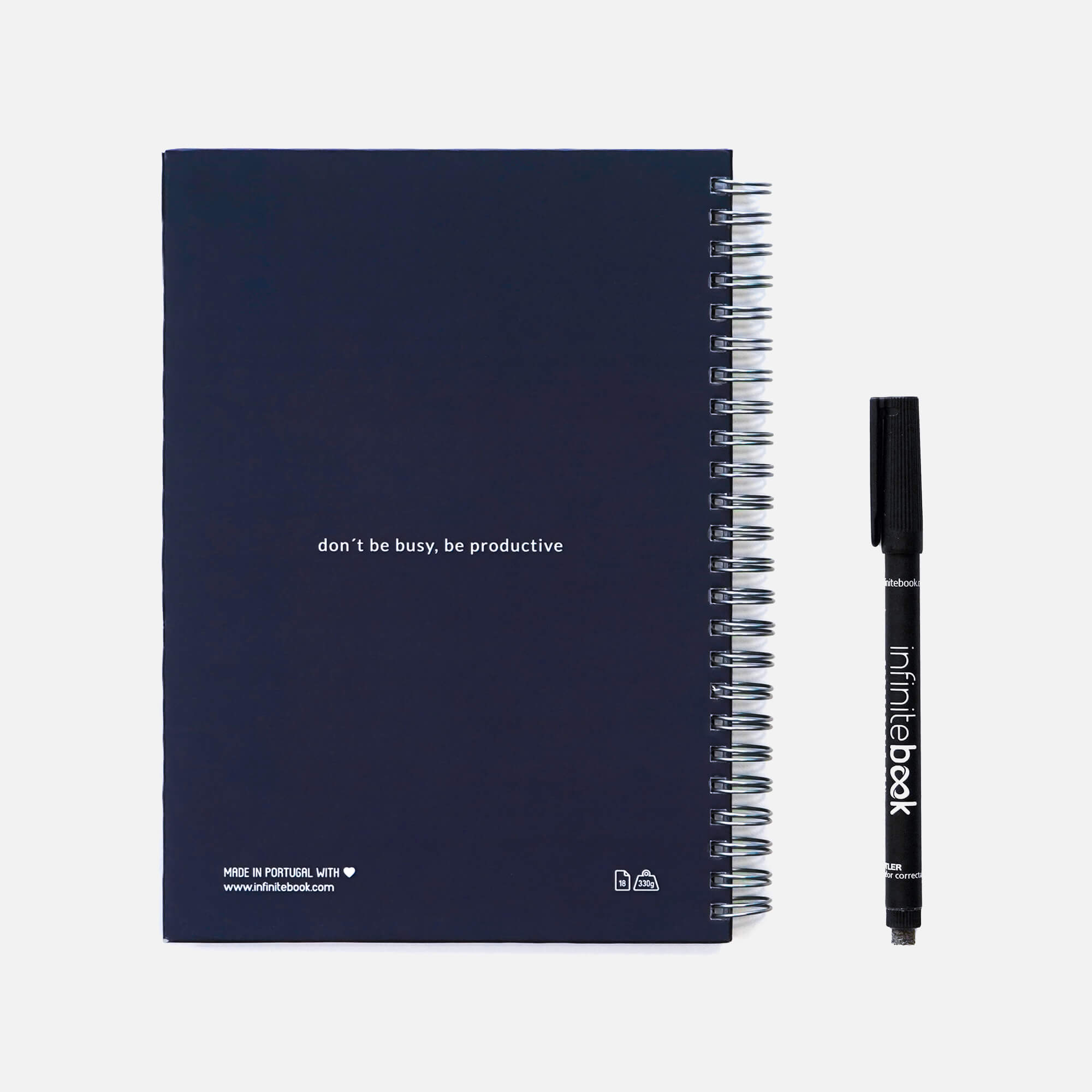 Реупотреблив планер Starter Kit Infinitebook A5 Planner Blue Hard Cover ( маркер,прскалка,крпче,сунѓер)
