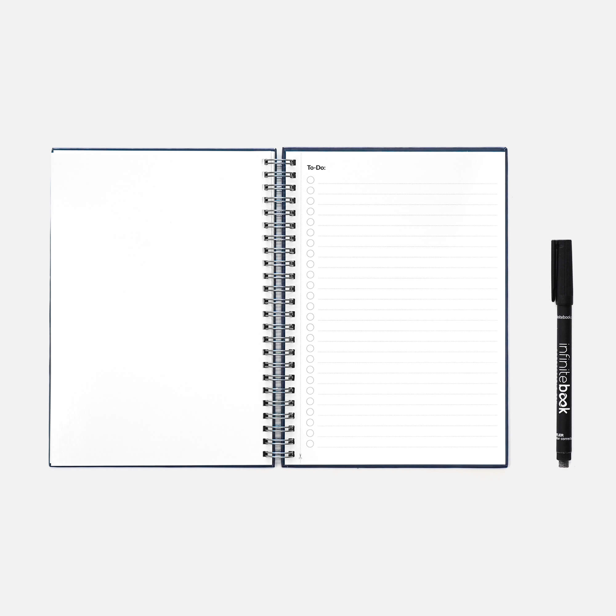 Реупотреблив планер Starter Kit Infinitebook A5 Planner Blue Hard Cover ( маркер,прскалка,крпче,сунѓер)