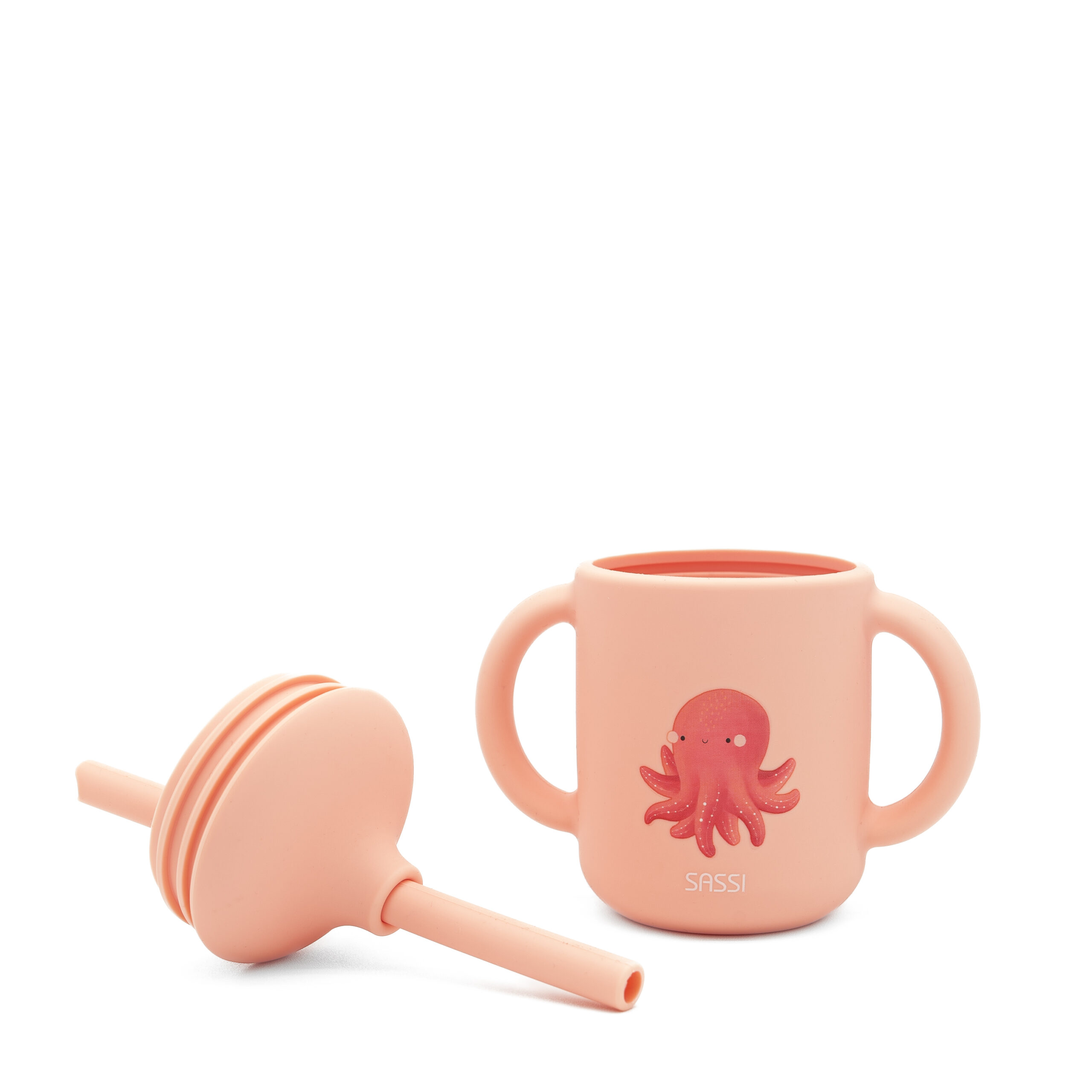 SASSI Силиконска чашка со цевка бебе/деца Octopus