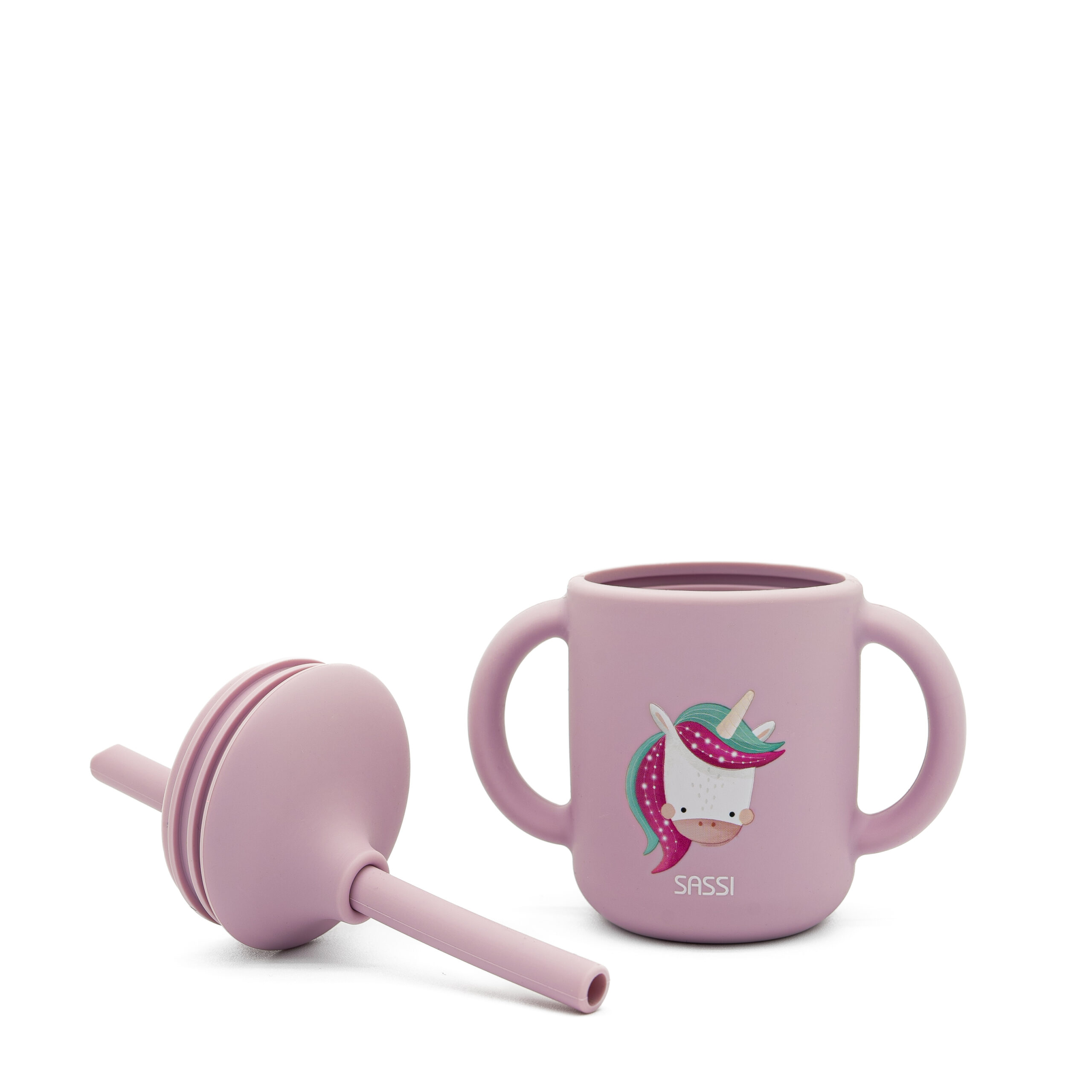 SASSI Силиконска чашка со цевка бебе/деца Unicorn